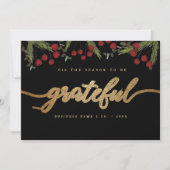 Dit is het seizoen om Grateful Holly Custom logo t Feestdagenkaart (Voorkant)