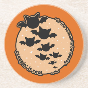 Dit is het seizoen om griezelig Kawaii Halloween t Zandsteen Onderzetter