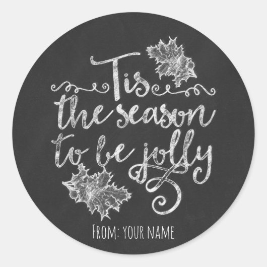 Dit is het seizoen om Jolly Chalkboard Holiday te  Ronde Sticker (Voorkant)