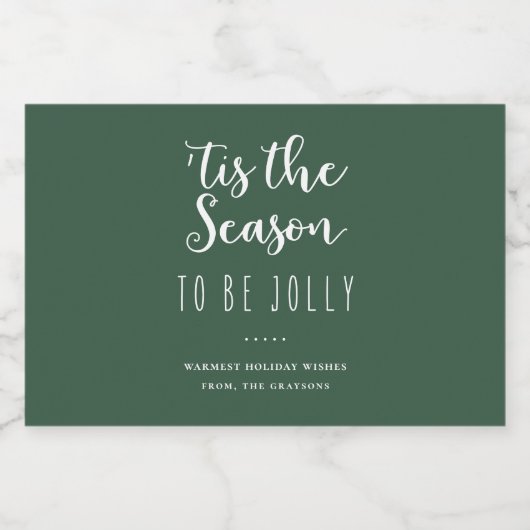 'Dit is het seizoen om Jolly Green Holiday te zijn Likeurfles Etiket (Enkel label)