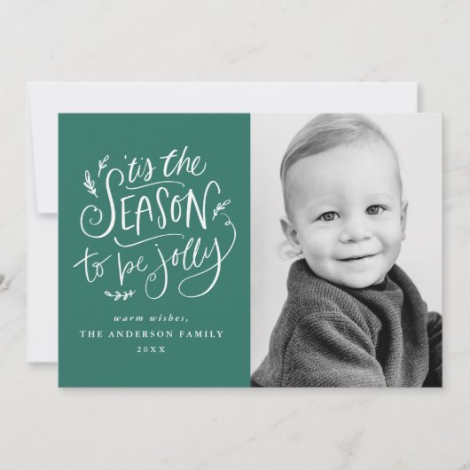 'Dit is het seizoen om Jolly Green Photo te zijn Feestdagenkaart (Voorkant)