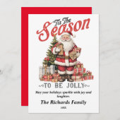 Dit is het seizoen om Jolly  Santa Feestdagenkaart (Voorkant / Achterkant)