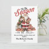 Dit is het seizoen om Jolly  Santa Feestdagenkaart (Staand voorkant)