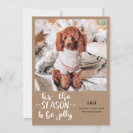 Dit is het seizoen om Jolly Script-vakantiefoto te Feestdagenkaart (Voorkant)