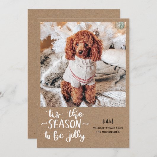 Dit is het seizoen om Jolly Script-vakantiefoto te Feestdagenkaart (Voorkant / Achterkant)
