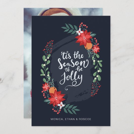 Dit is het seizoen om Jolly te worden | Fotovakant Feestdagenkaart (Voorkant / Achterkant)