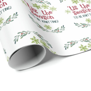 Dit is het seizoen om te breien winter kerst cadeaupapier