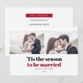 Dit is het seizoen om te trouwen 2 Foto Bruiloft Save The Date (Voorkant / Achterkant)