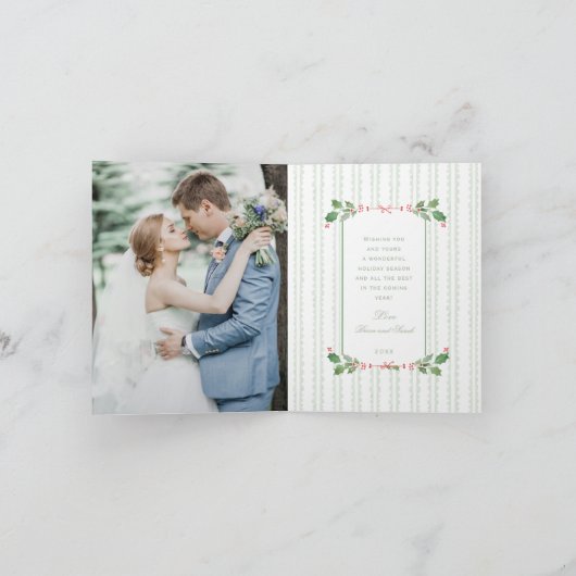 Dit is het seizoen om te trouwen Eerste Kerstmis F Feestdagen Kaart (Binnen)