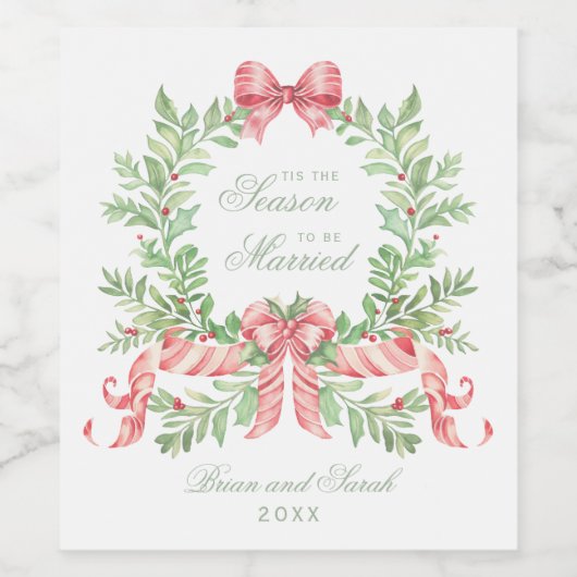 Dit is het seizoen om te trouwen Eerste Kerstmis F Wijn Etiket (Enkel label)