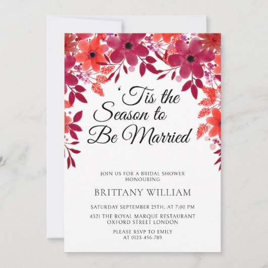 'Dit is het seizoen om te trouwen Floral Vrijgezel Kaart (Voorkant)