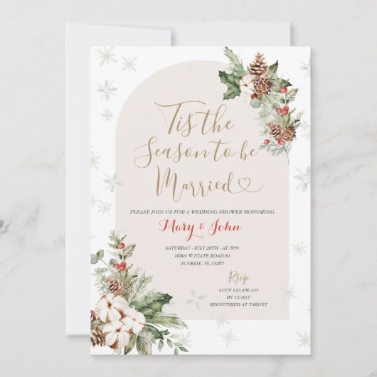 Dit is het seizoen om te trouwen Kerstmis Bloemen Kaart (Voorkant)