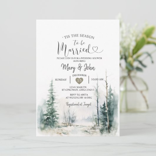 Dit is het seizoen om te trouwen met Pine Trees Kaart (Staand voorkant)