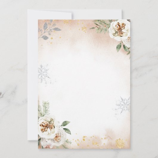 Dit is het seizoen om te trouwen met Winter Floral Kaart (Achterkant)