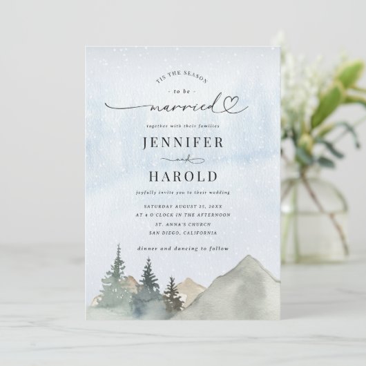 Dit is het seizoen om te trouwen Snow Forest Weddi Kaart (Staand voorkant)