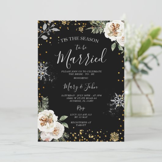 Dit is het seizoen om te trouwen Snowflake bruilof Kaart (Staand voorkant)