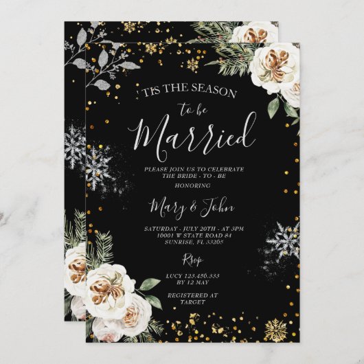 Dit is het seizoen om te trouwen Snowflake bruilof Kaart (Voorkant / Achterkant)