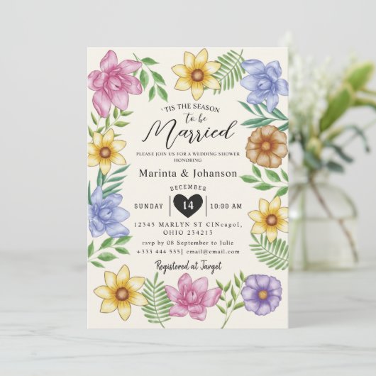 Dit is het seizoen om te trouwen Uitnodiging (Staand voorkant)