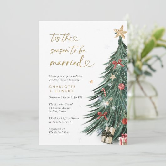 Dit is het seizoen om te trouwen winter bruiloft d kaart (Staand voorkant)