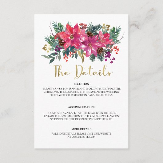 Dit is het seizoen om te trouwen Winter Christmas  Informatiekaartje (Voorkant)