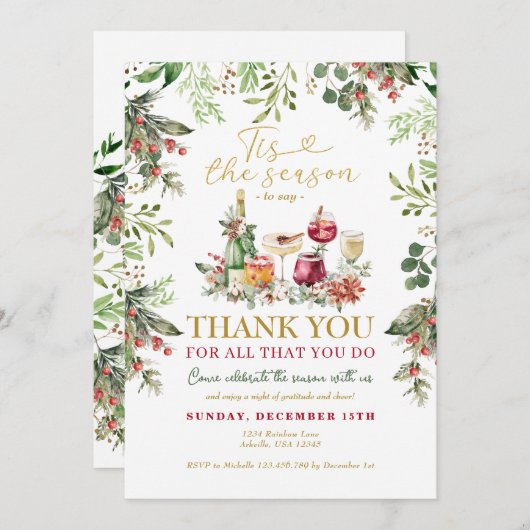 Dit is het seizoen om te zeggen dank u kerstfeest kaart (Voorkant / Achterkant)