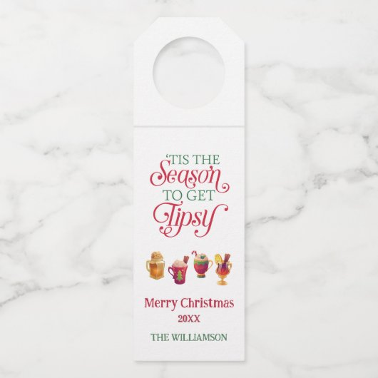 Dit is het seizoen om tipsy kerstbier te krijgen flessenhanger (Voorkant)