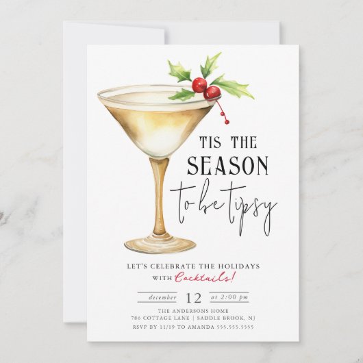 'Dit is het seizoen om Tipsy te zijn! cocktailpart Kaart (Voorkant)