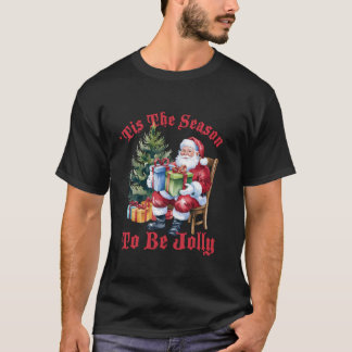 Dit is het seizoen om vrolijk grappige retro Santa T-shirt
