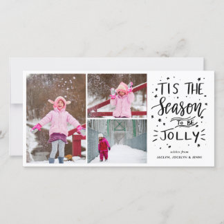 Dit is het seizoen om vrolijk moderne scriptfoto t feestdagenkaart