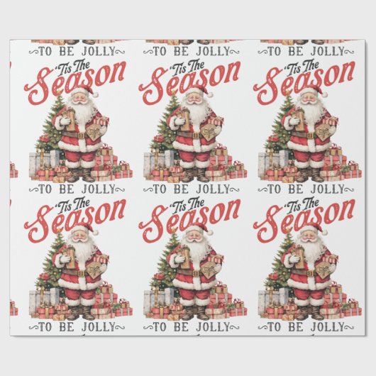 Dit is het seizoen om vrolijk te zijn - ouderwetse cadeaupapier (Vlak)