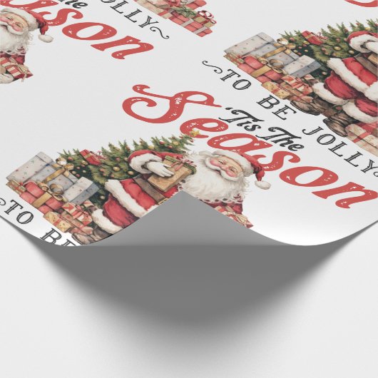 Dit is het seizoen om vrolijk te zijn - ouderwetse cadeaupapier (Hoek)