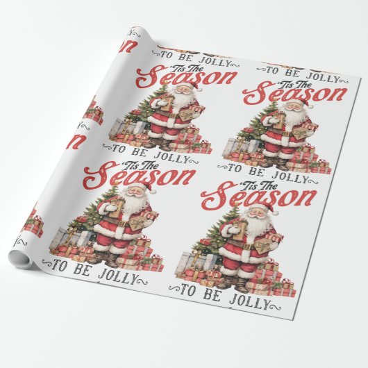 Dit is het seizoen om vrolijk te zijn - ouderwetse cadeaupapier (Uitgerold)