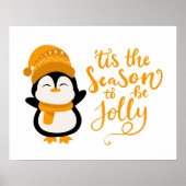 Dit is het seizoen om vrolijk te zijn, pinguïn ker poster (Voorkant)