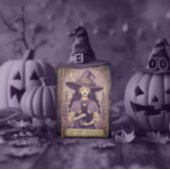 Dit is het seizoen Paarse Halloween Witch Feestdagenkaart