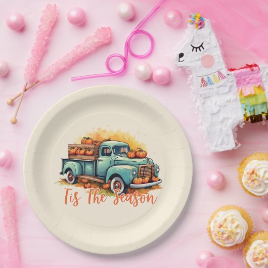 'Dit is het seizoen pompoen vrachtwagen Papieren Bordje (Feest)