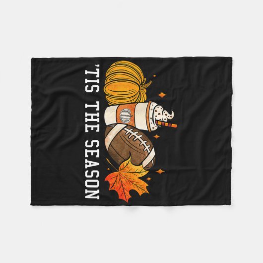 Dit is het seizoen Pumpkin Spice American Football Fleece Deken (Voorkant (Horizontaal))