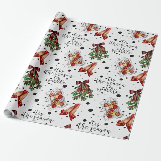 Dit is het seizoen Quote Christmas Lights Mistleto Cadeaupapier (Uitgerold)