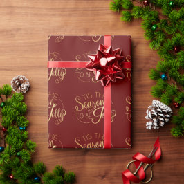 "Dit is het seizoen" Red Gold Script Holiday Cadeaupapier
