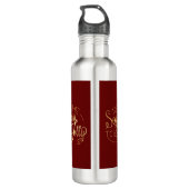 "Dit is het seizoen" Red Gold Script Holiday Waterfles (Achterkant)
