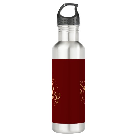 "Dit is het seizoen" Red Gold Script Holiday Waterfles (Voorkant)