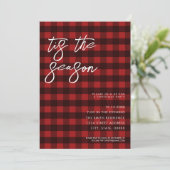 Dit is het seizoen Red Plaid Christmas Party Kaart (Staand voorkant)