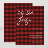 Dit is het seizoen Red Plaid Christmas Party Kaart (Voorkant / Achterkant)