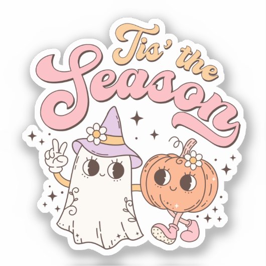 Dit is het seizoen Retro Groovy Halloween Sticker (Voorkant)
