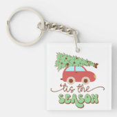 Dit is het seizoen Retro Groovy Kerst Feestdagen Sleutelhanger (voorkant)