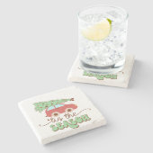 Dit is het seizoen Retro Groovy Kerst Feestdagen Stenen Onderzetter (Zijkant)