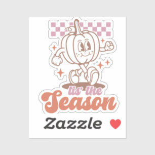 'Dit is het seizoen Retro Groovy Pumpkin Herfst Sticker