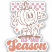 'Dit is het seizoen Retro Groovy Pumpkin Herfst Sticker (Voorkant)