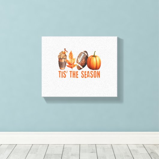 Dit is het seizoen Thanksgiving pompoen Canvas Afdruk (Insitu (Houten vloer))