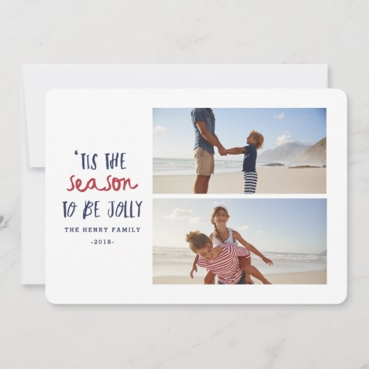 'Dit is het seizoen twee foto familie kerst Feestdagenkaart (Voorkant)