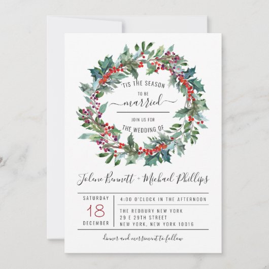 Dit is het seizoen | Uitnodiging tot kerstbruiloft (Voorkant)